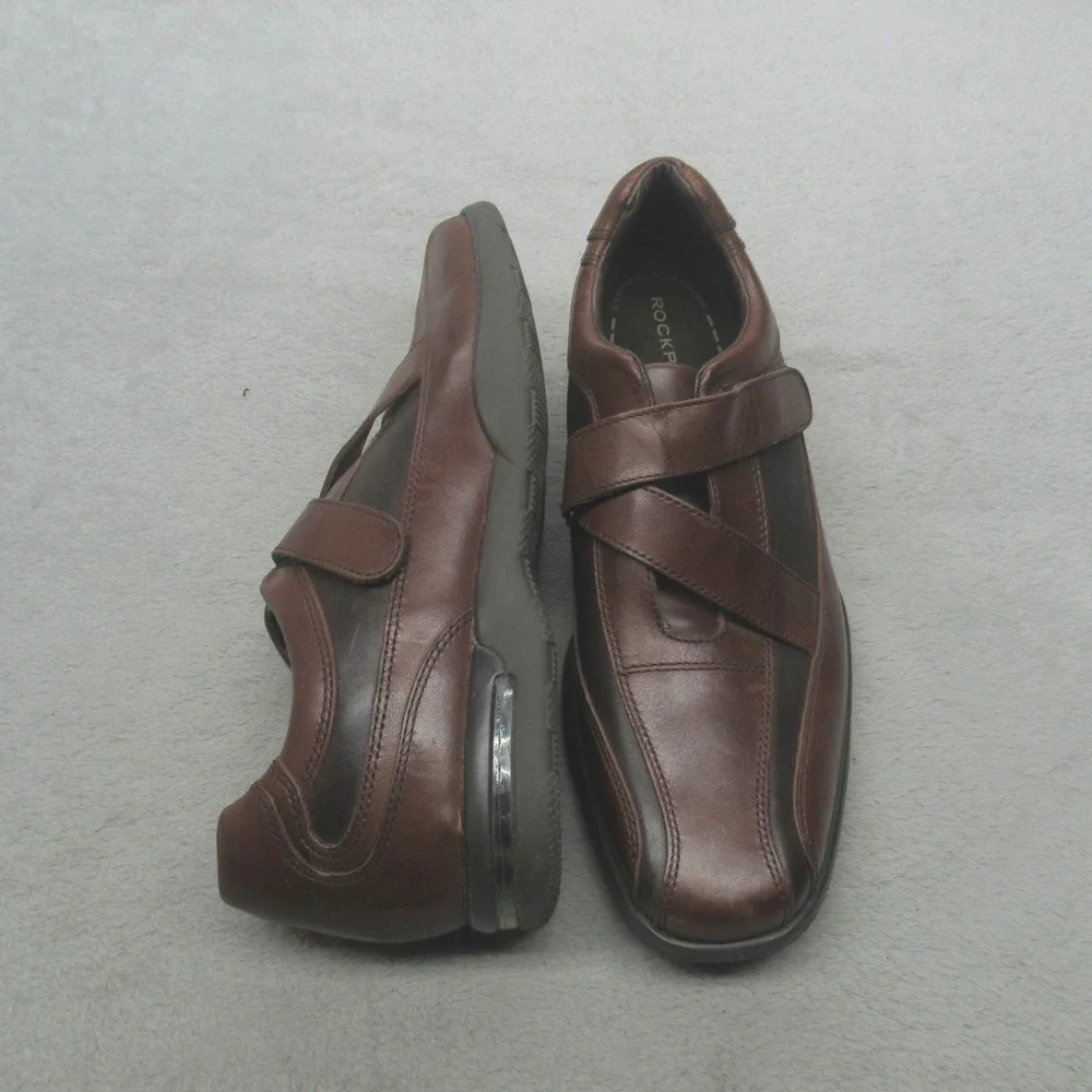 Rockport Mens 9M Loafers Brown Leather Hook Loop Strap Walking Casual Shoes‎